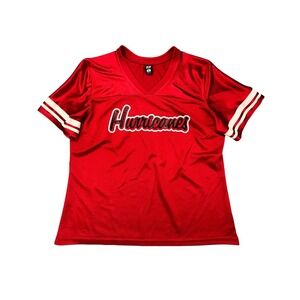 GTM Sportswear Hurricanes Jersey Womens XL Red V-Neck Short Sleeve Mesh